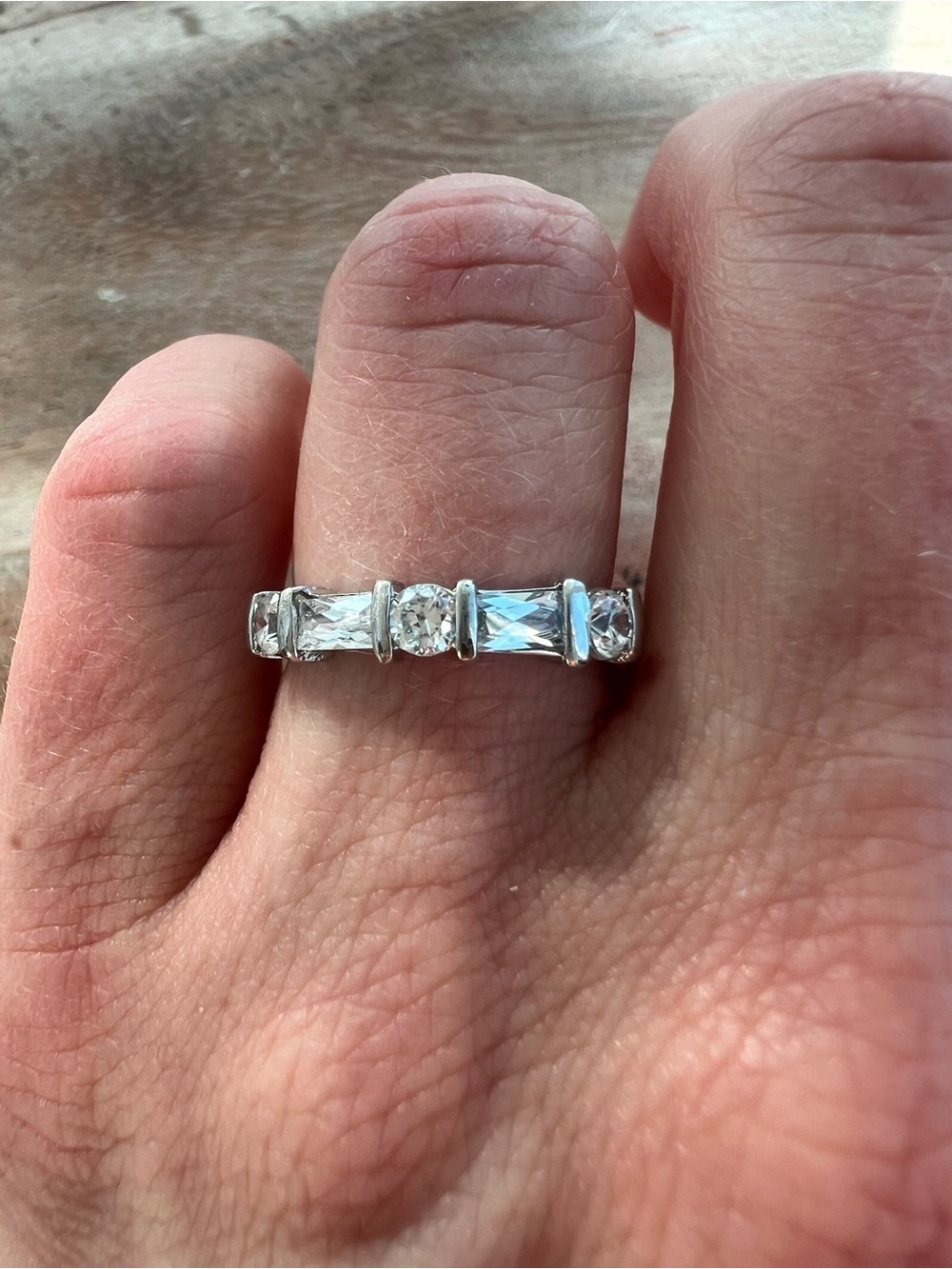Crystal Accented Half Eternity Silver Ring